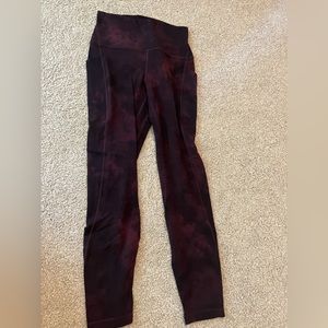Lululemon maroon and black tie dye leggings